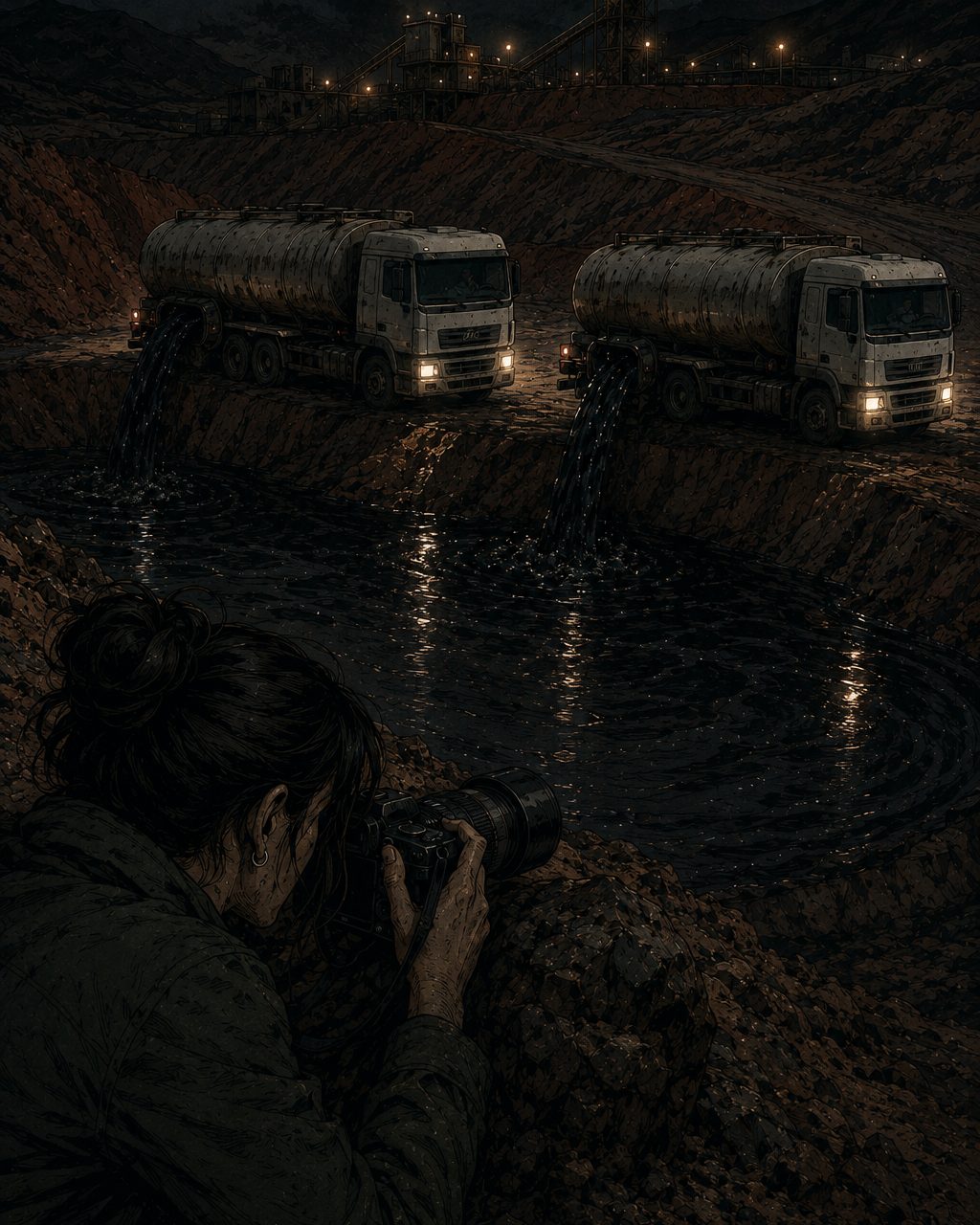 Vertido nocturno de residuos fotografiado desde la oscuridad