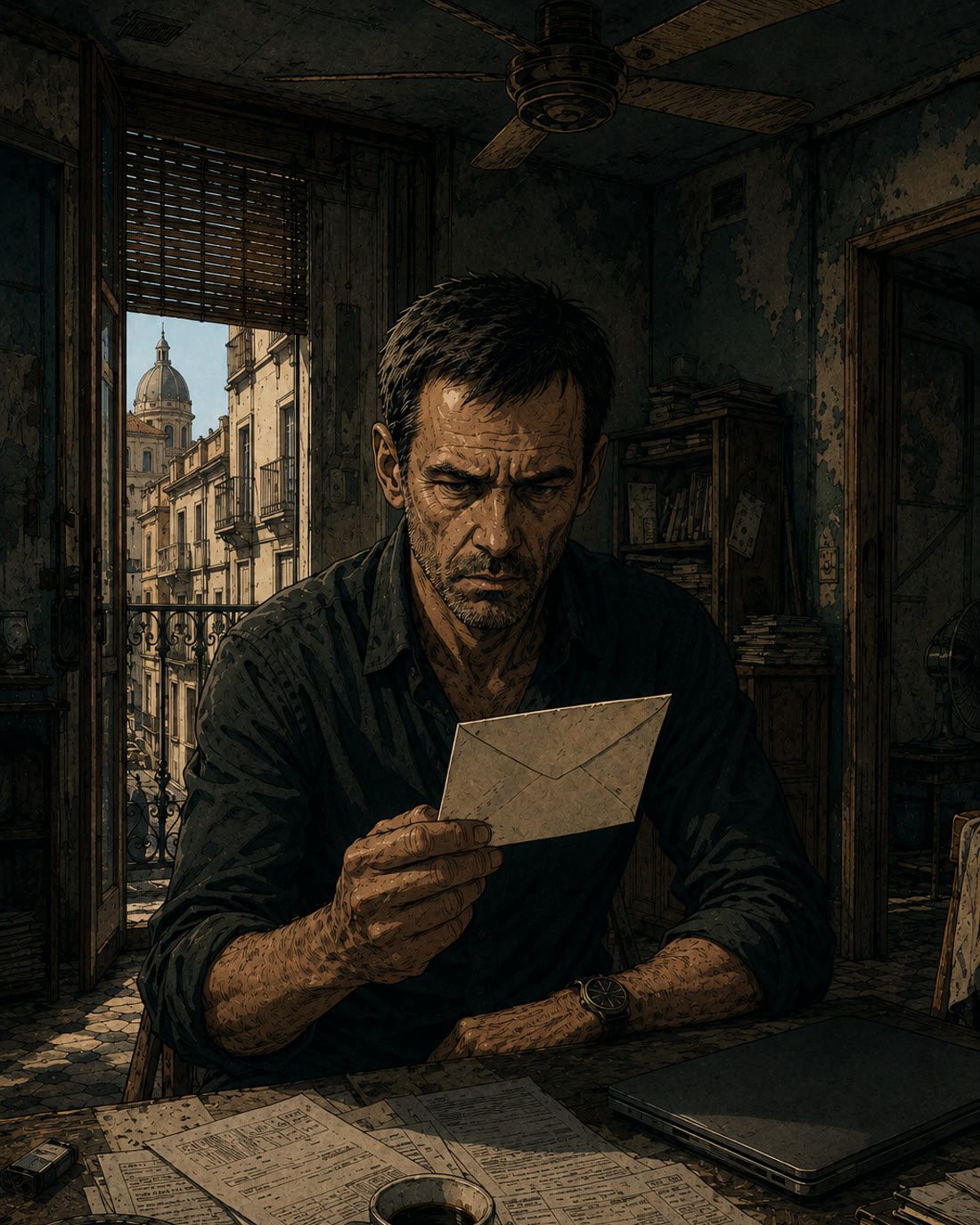 Ilustración del despacho de Julián Aranda